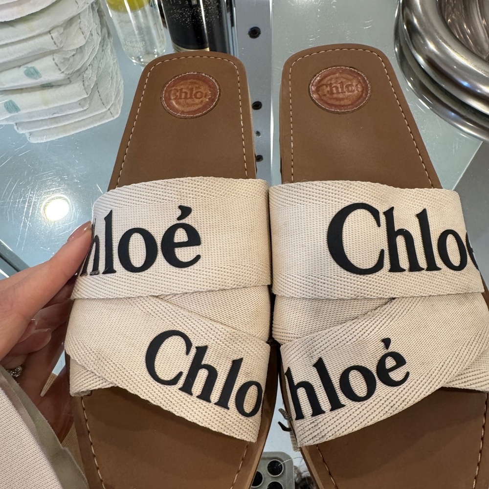 Chloe Cream and Brown Slippers with Minimalist Design